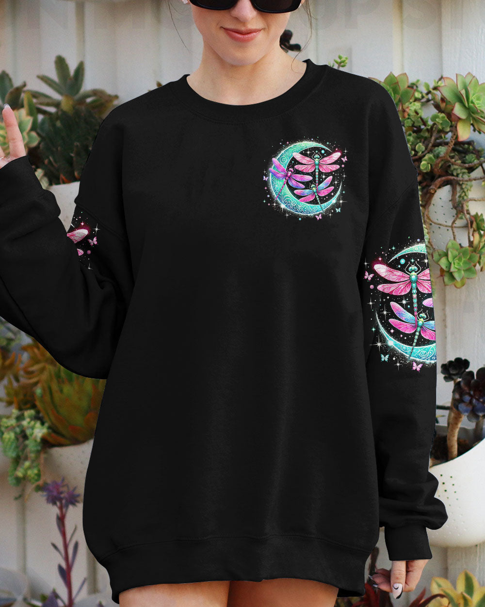 Touch Dragonflies Talk to the Moon Dragonfly and Moon Graphic AOP Shirts _22_ UXKA4