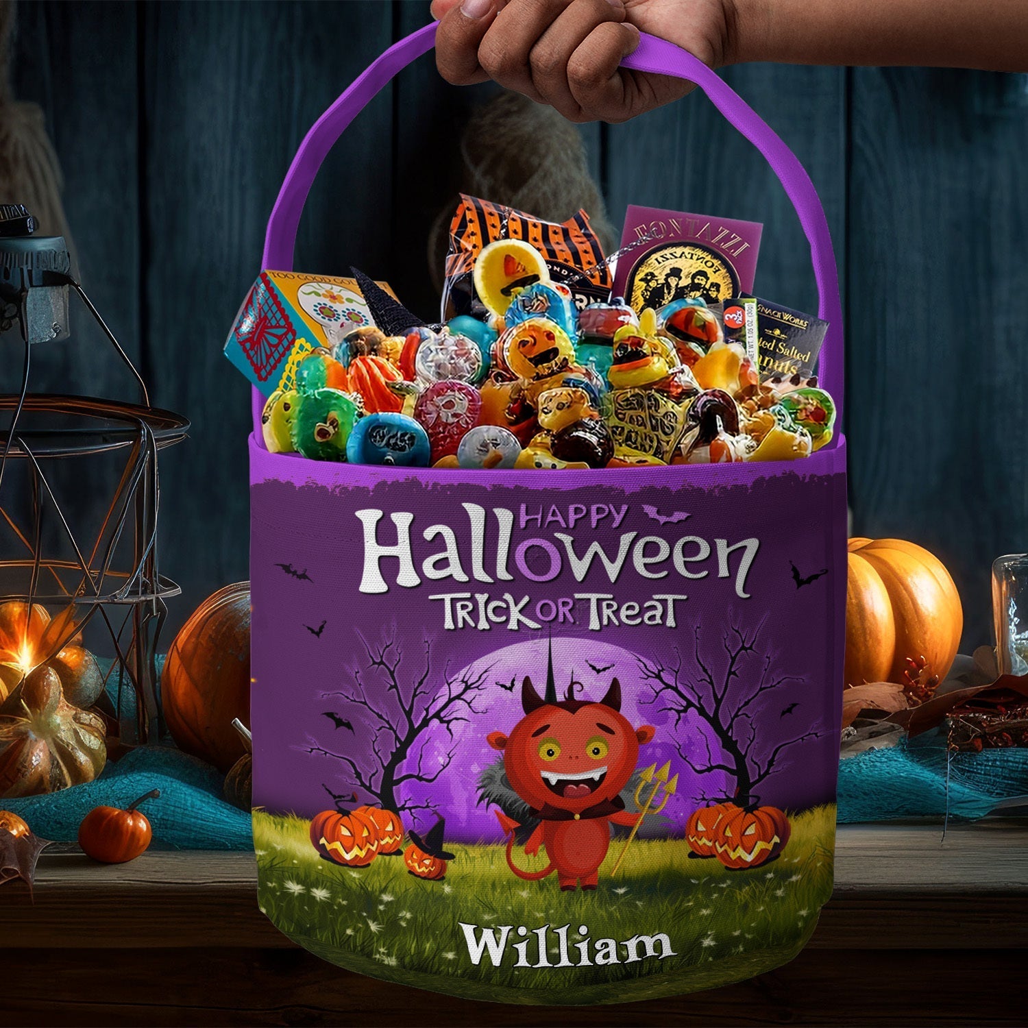Trick Or Treat Kid Name Halloween Personalized Halloween Spooky Basket 2