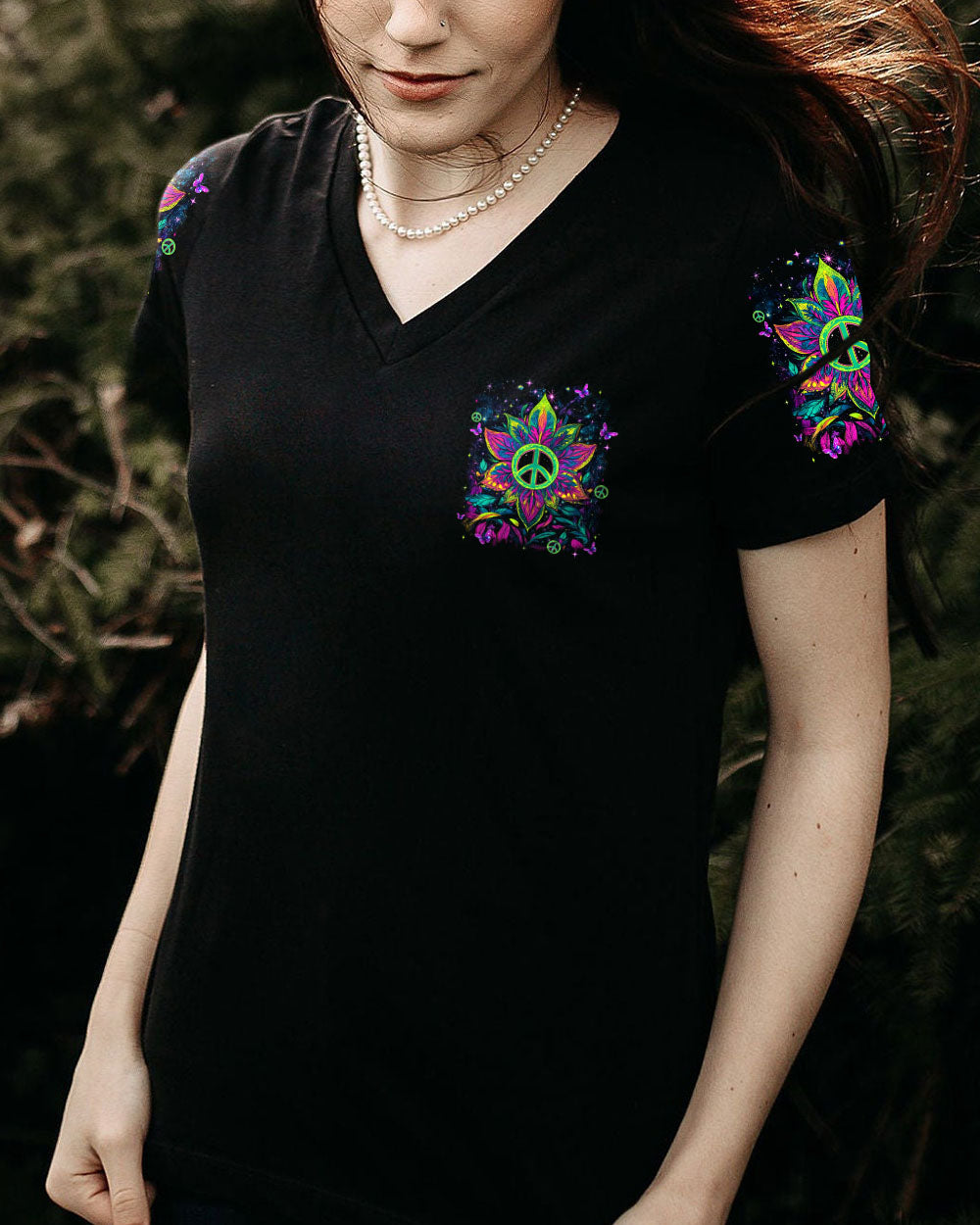 Trippy Peace Y_E2_80_99all Psychedelic Neon Floral Peace Sign Retro Hippie AOP Shirts _11_ 89K0j