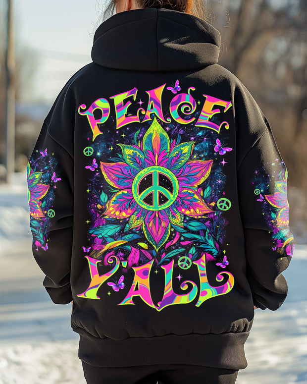 Trippy Peace Y?all - Psychedelic Neon Floral Peace Sign Retro Hippie - AOP Shirts