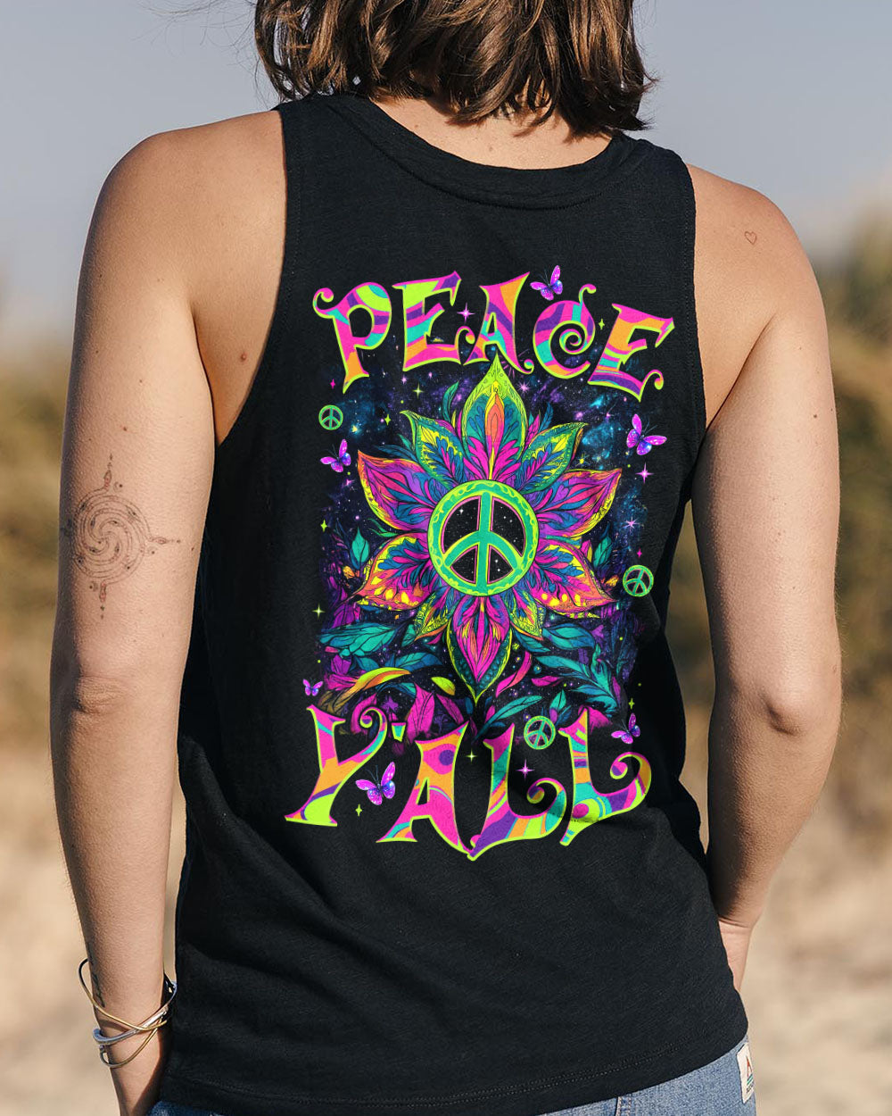 Trippy Peace Y_E2_80_99all Psychedelic Neon Floral Peace Sign Retro Hippie AOP Shirts _7_ JRi42