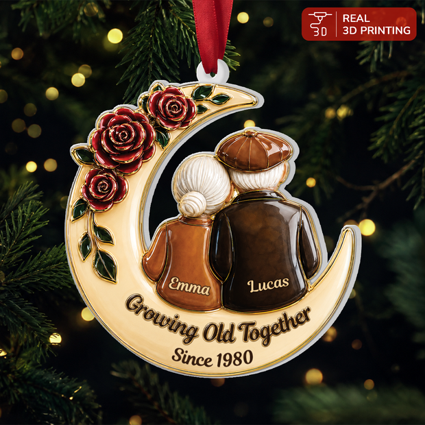 Growing Old Together - Personalized Acrylic Ornament - Gifts for Couples
