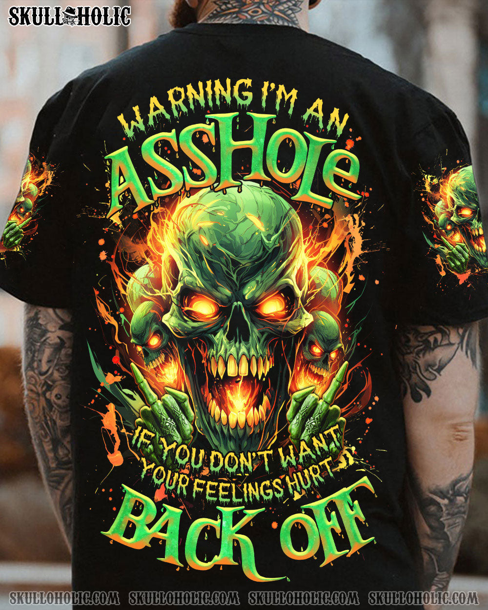 Warning I_E2_80_99m an Asshole If You Don_E2_80_99t Want Your Feelings Hurt Back Off Back Off Skull AOP Shirts _1_ 8J8ag