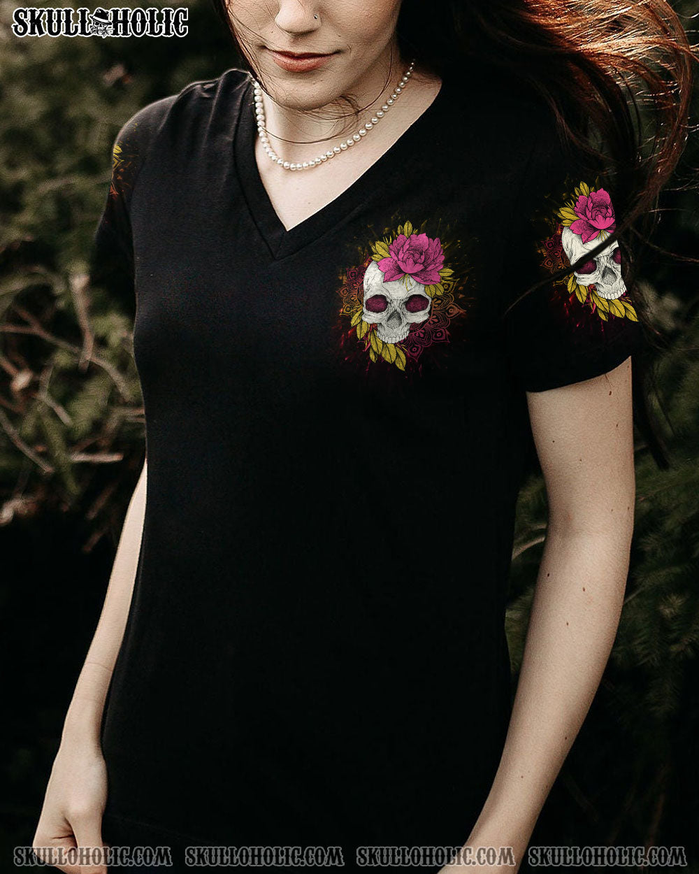 Warning This Tattooed Girl Does Not Play Well With Stupid People Skull _26 Flower Graphic AOP Shirts _9_ WzdOE