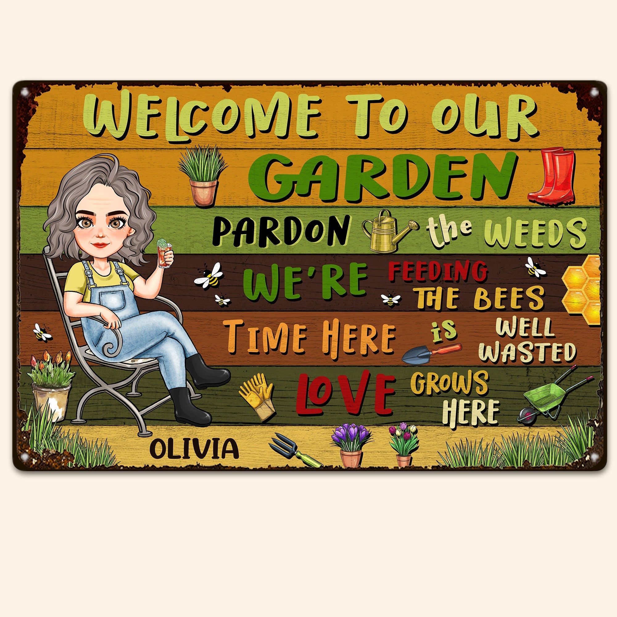 Welcome To Our Garden Personalized Metal Sign_3_279ecaf4 db51 49b2 a390 ca896cc2aa3e