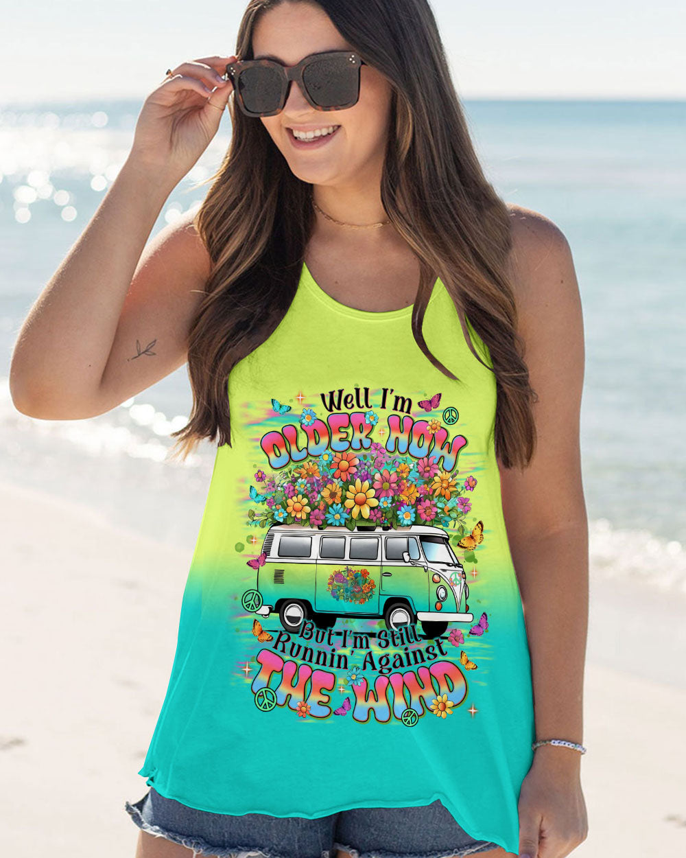 Well I_E2_80_99m Older Now But I_E2_80_99m Still Runnin_E2_80_99 Against the Wind Retro Van and Flower Power AOP Shirts _12_ wVoN8