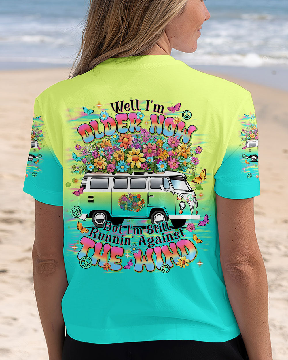 Well I_E2_80_99m Older Now But I_E2_80_99m Still Runnin_E2_80_99 Against the Wind Retro Van and Flower Power AOP Shirts _6_ hUERc