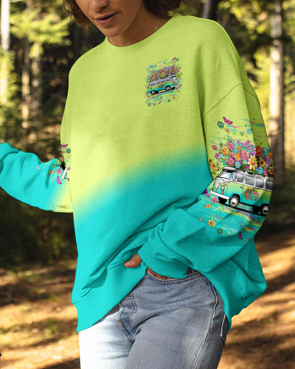 Well I_E2_80_99m Older Now But I_E2_80_99m Still Runnin_E2_80_99 Against the Wind Retro Van and Flower Power AOP Shirts _9_ UOci4