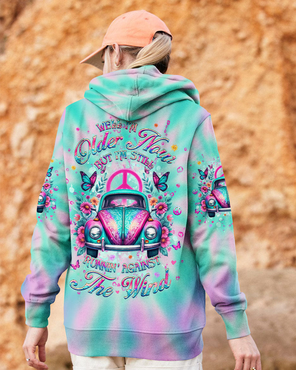 Well I_E2_80_99m Older Now but I_E2_80_99m Still Runnin_E2_80_99 Against the Wind Retro Car Tie Dye Design for Women AOP Shirts _11_ WVdb0