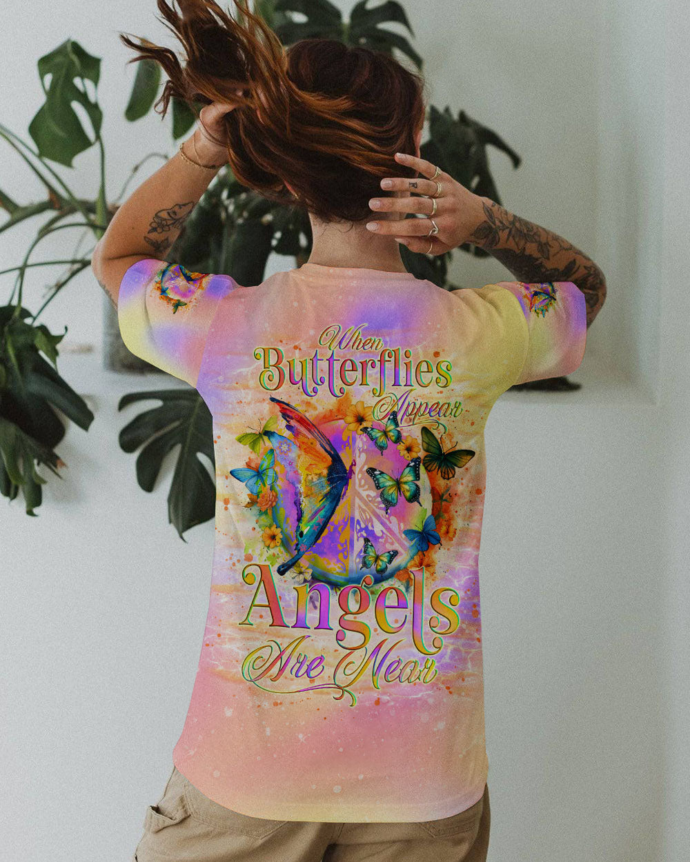 When Butterflies Appear Angels Are Near Memorial Butterfly AOP Shirts _11_ XzWO3