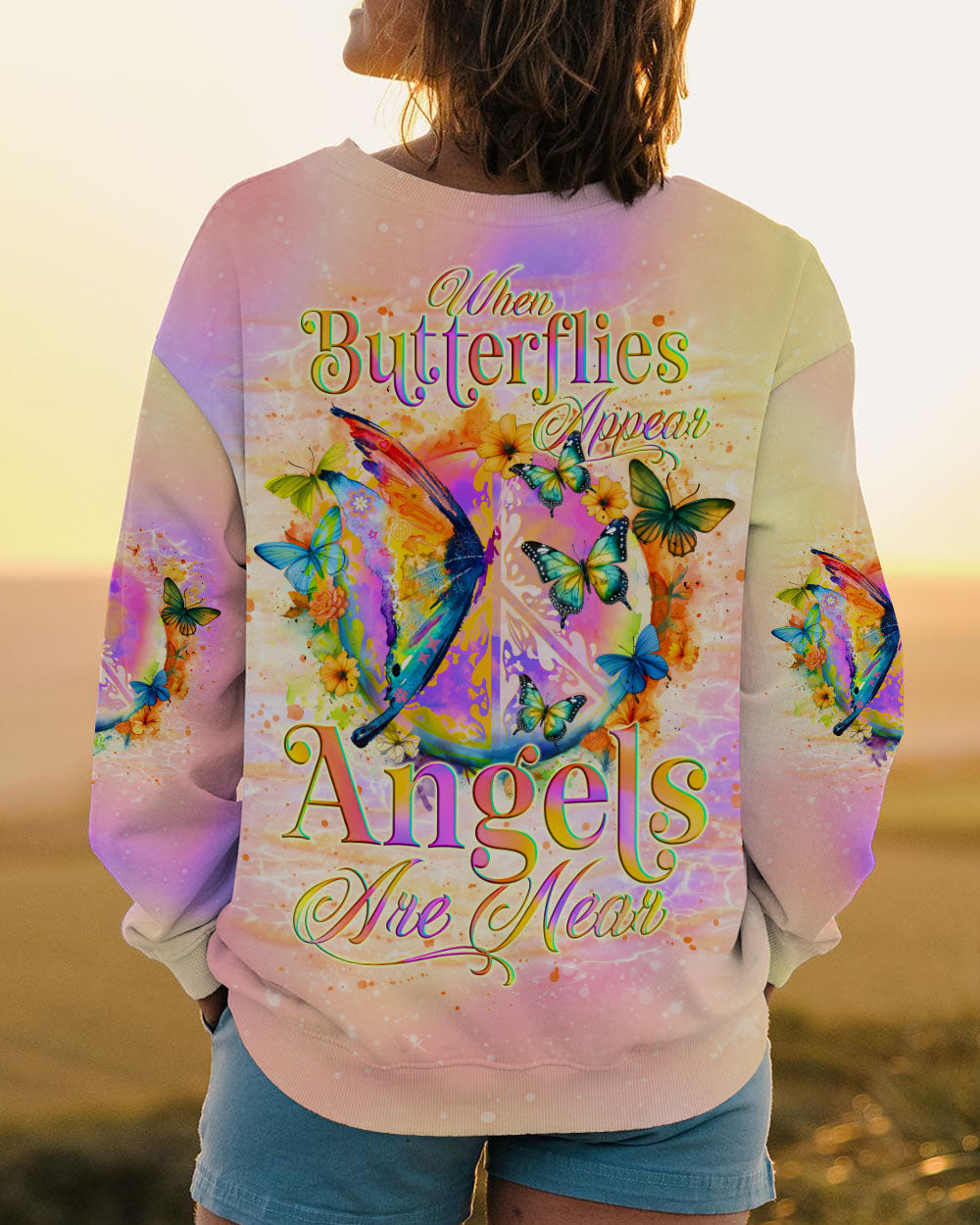 When Butterflies Appear Angels Are Near Memorial Butterfly AOP Shirts _3_ o4FHQ