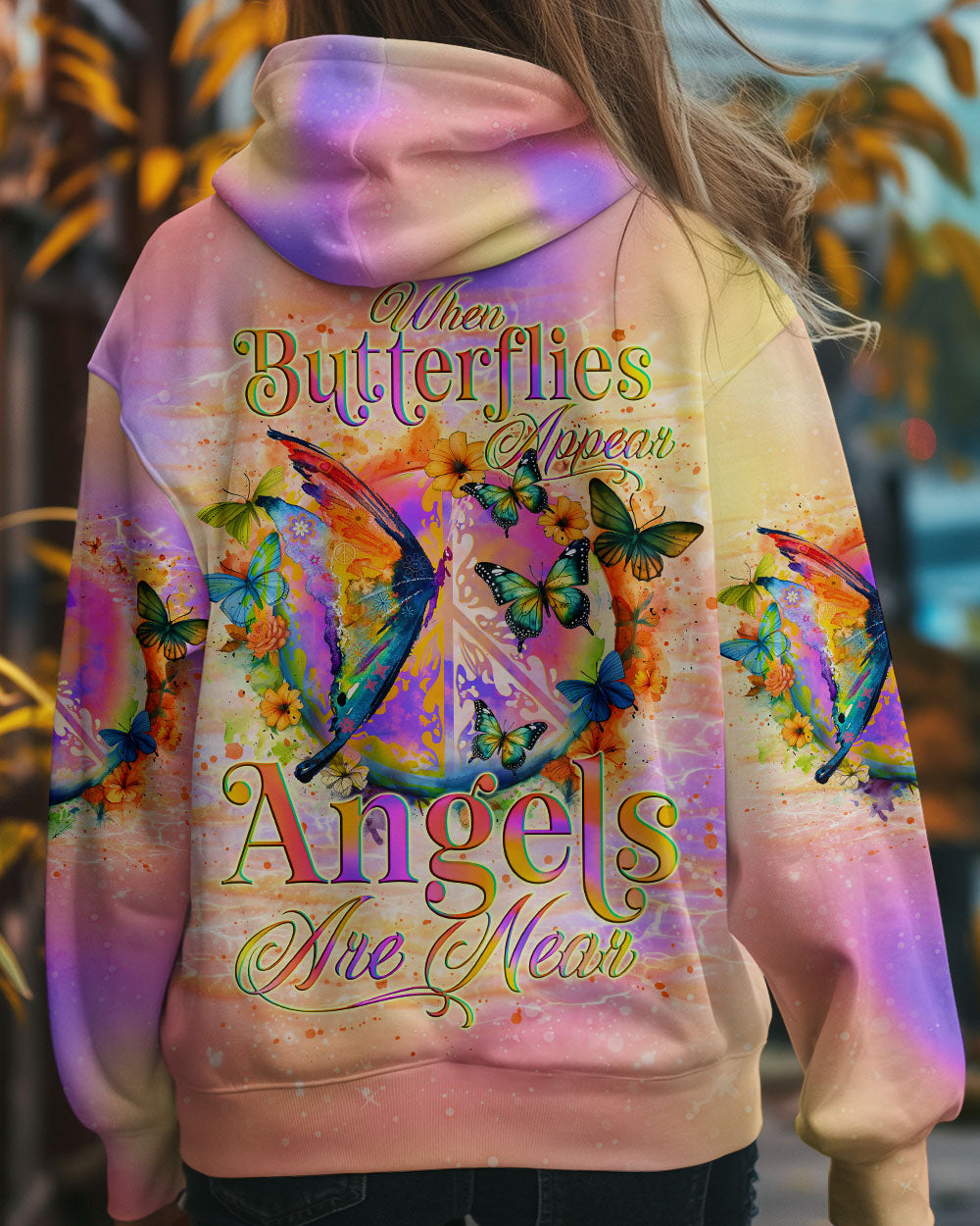 When Butterflies Appear Angels Are Near Memorial Butterfly AOP Shirts _8_ P2qLL