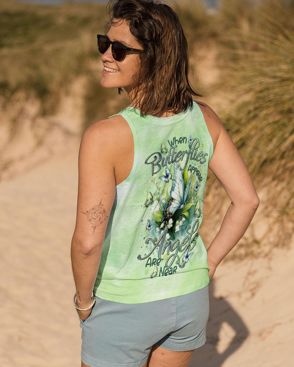 When Butterflies Appear Angels Are Near Memorial Butterfly Floral AOP Shirts _5_ q46da