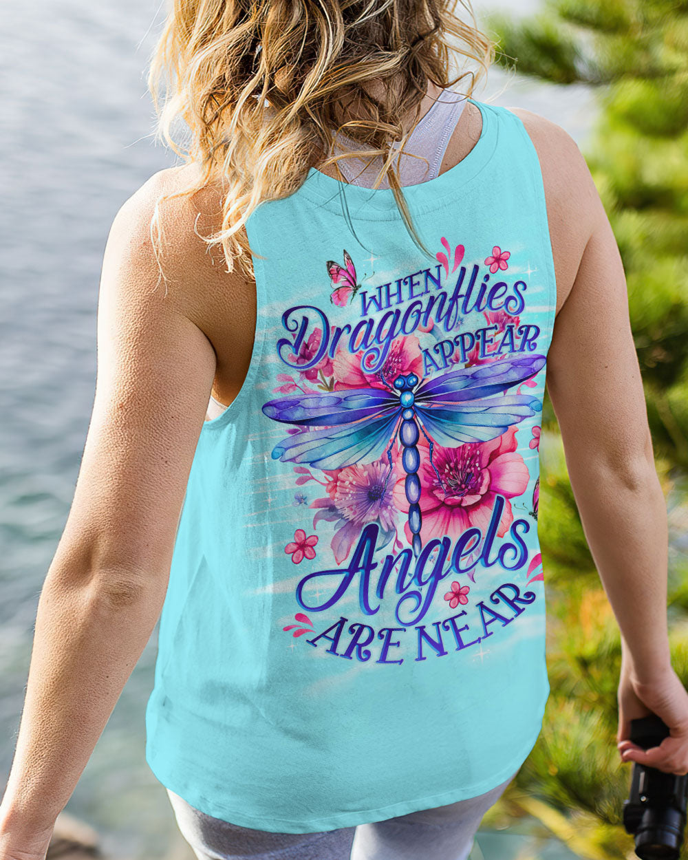 When Dragonflies Appear Angels Are Near Inspirational Floral Design AOP Shirts _11_ cRbv7