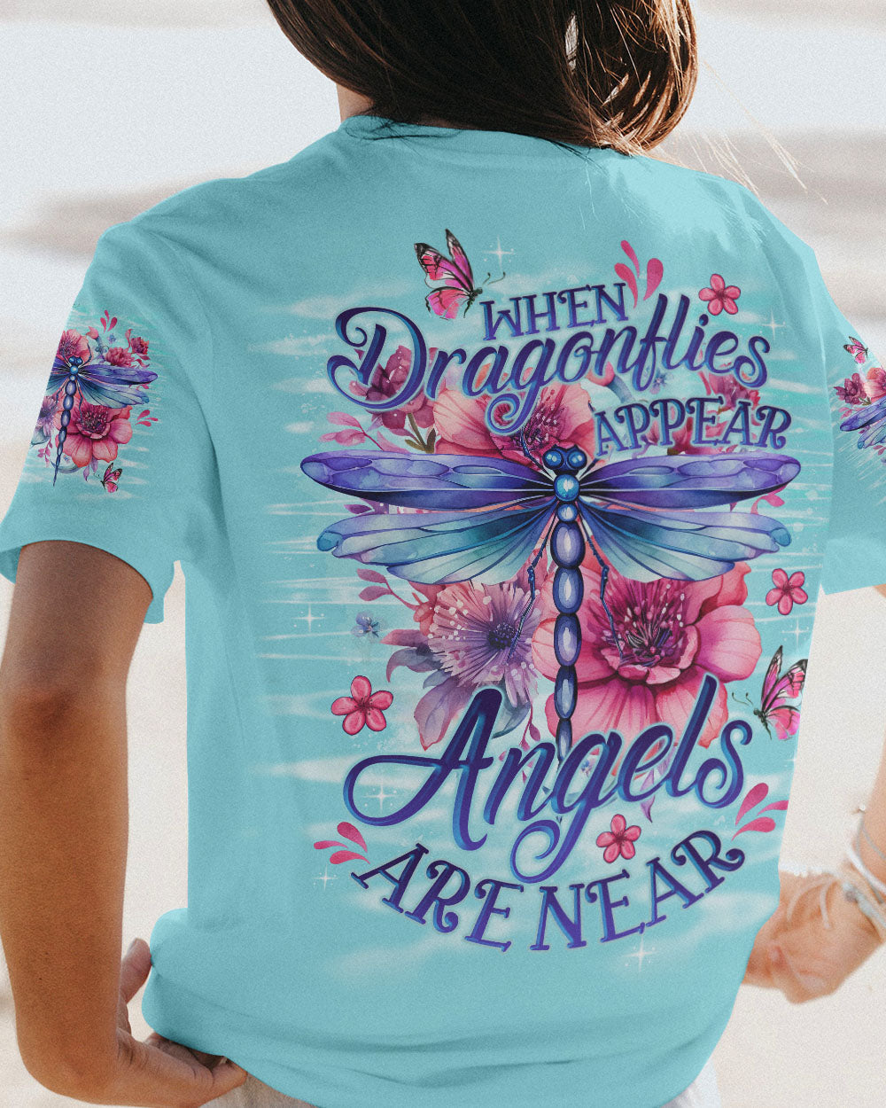 When Dragonflies Appear Angels Are Near Inspirational Floral Design AOP Shirts _12_ MwUf1