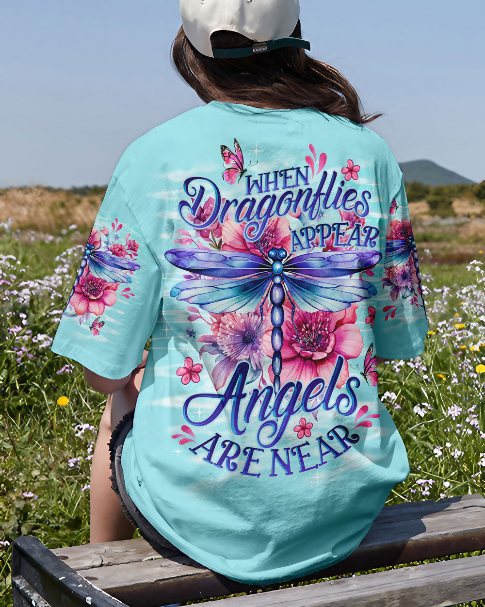When Dragonflies Appear Angels Are Near Inspirational Floral Design AOP Shirts _1_ i2Rsb