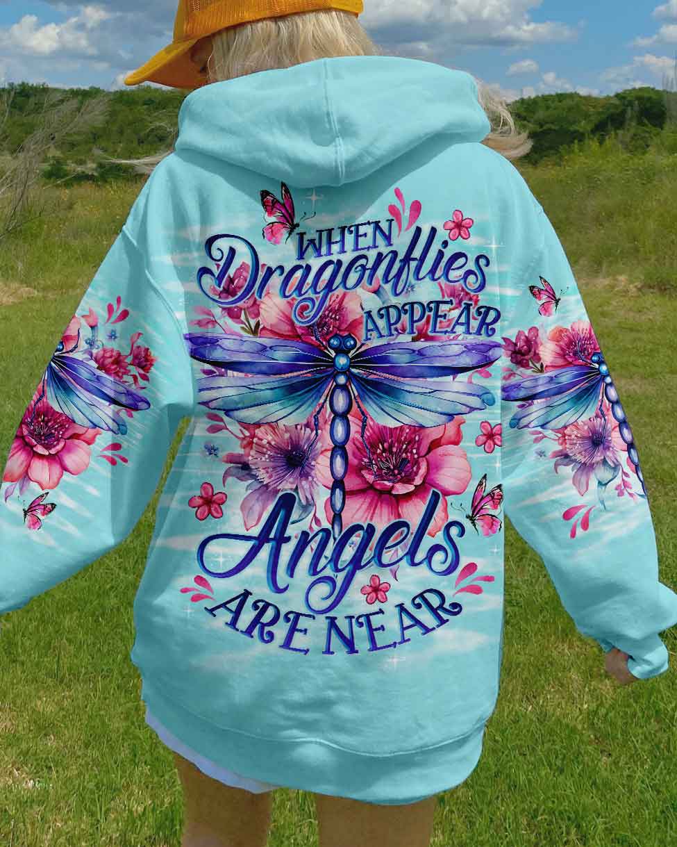 When Dragonflies Appear Angels Are Near Inspirational Floral Design AOP Shirts _5_ fnzaX