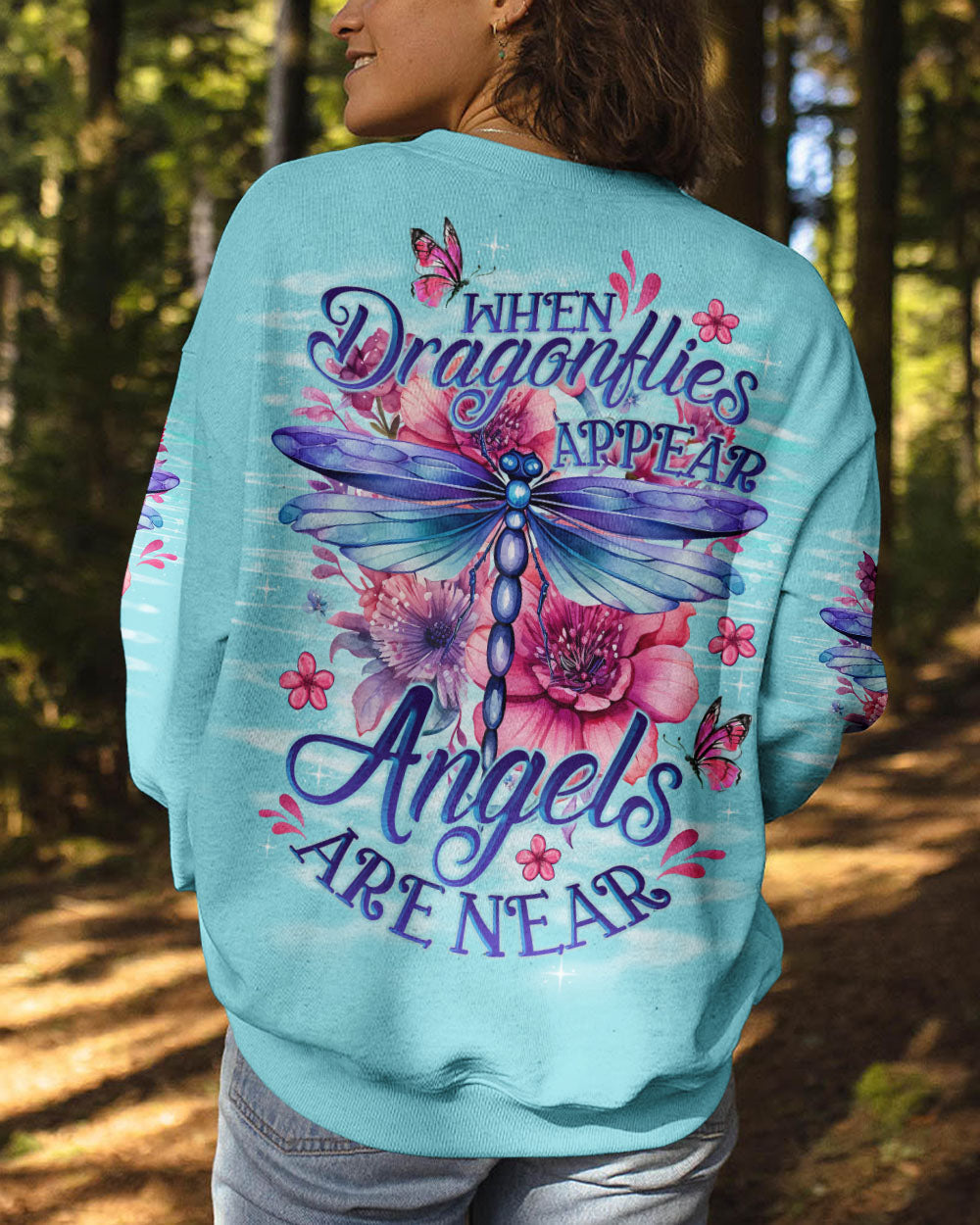 When Dragonflies Appear Angels Are Near Inspirational Floral Design AOP Shirts _7_ z8Kxh