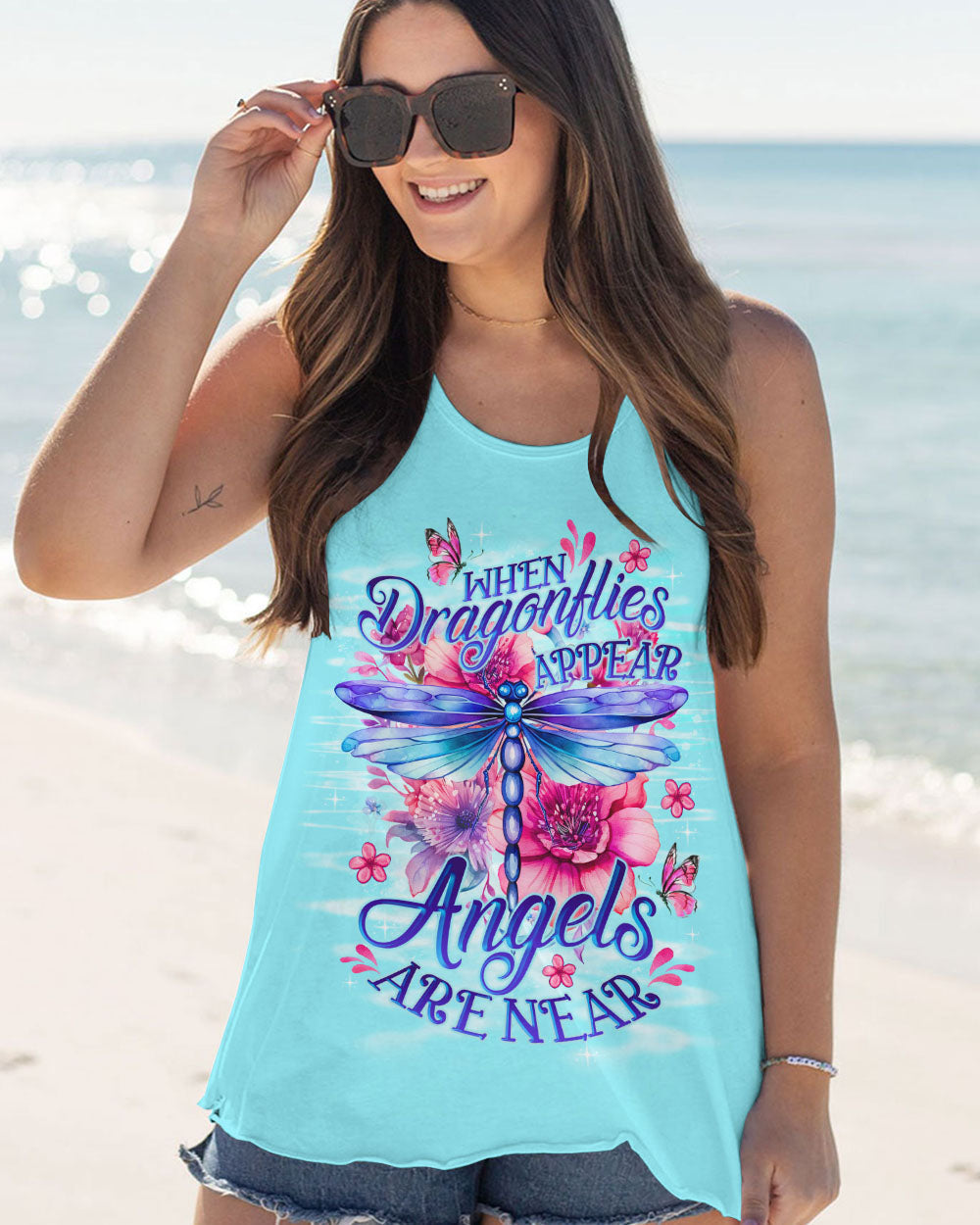 When Dragonflies Appear Angels Are Near Inspirational Floral Design AOP Shirts _9_ JNYBa