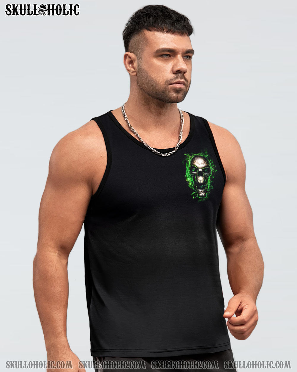 When I Was Born The Devil Said Oh S Competition Green Flame Skull Bold Graphic AOP Shirts _15_ nop8F