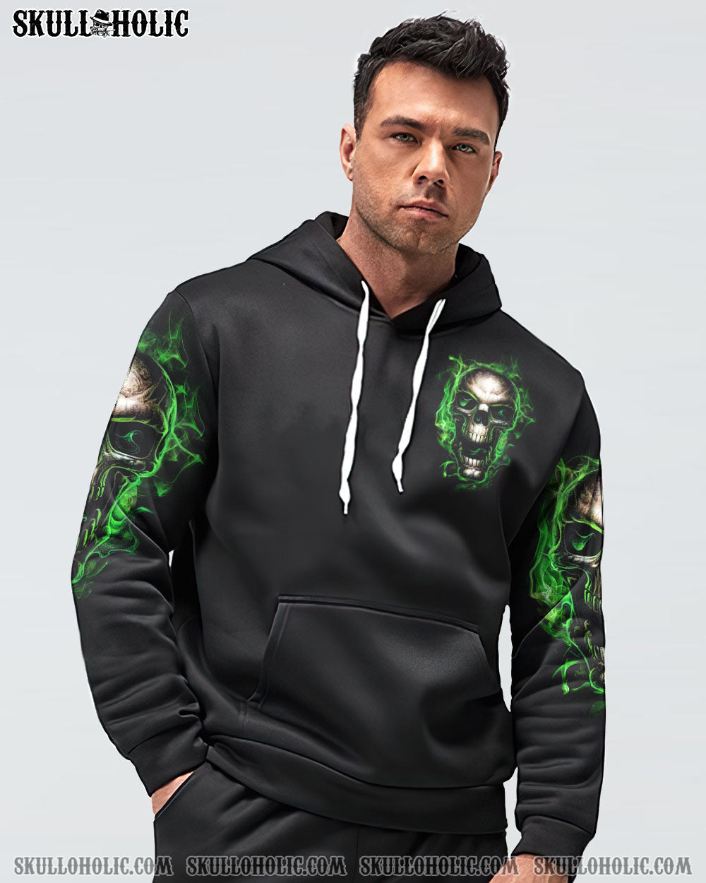 When I Was Born The Devil Said Oh S Competition Green Flame Skull Bold Graphic AOP Shirts _3_ eiv09
