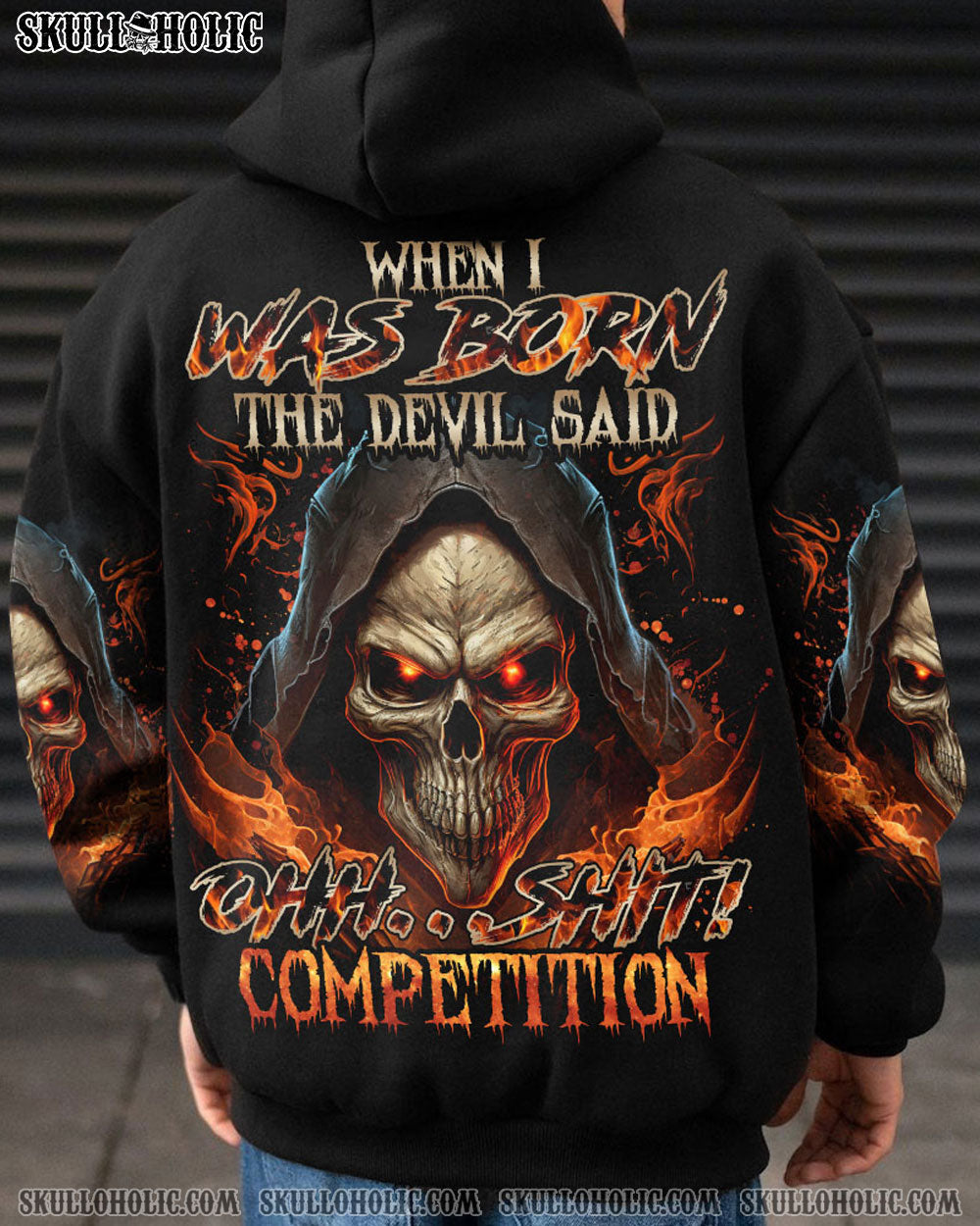 When I Was Born The Devil Said Ohh Sht Competition Grim Reaper Fire Skull AOP Shirts _1_ 1drhN