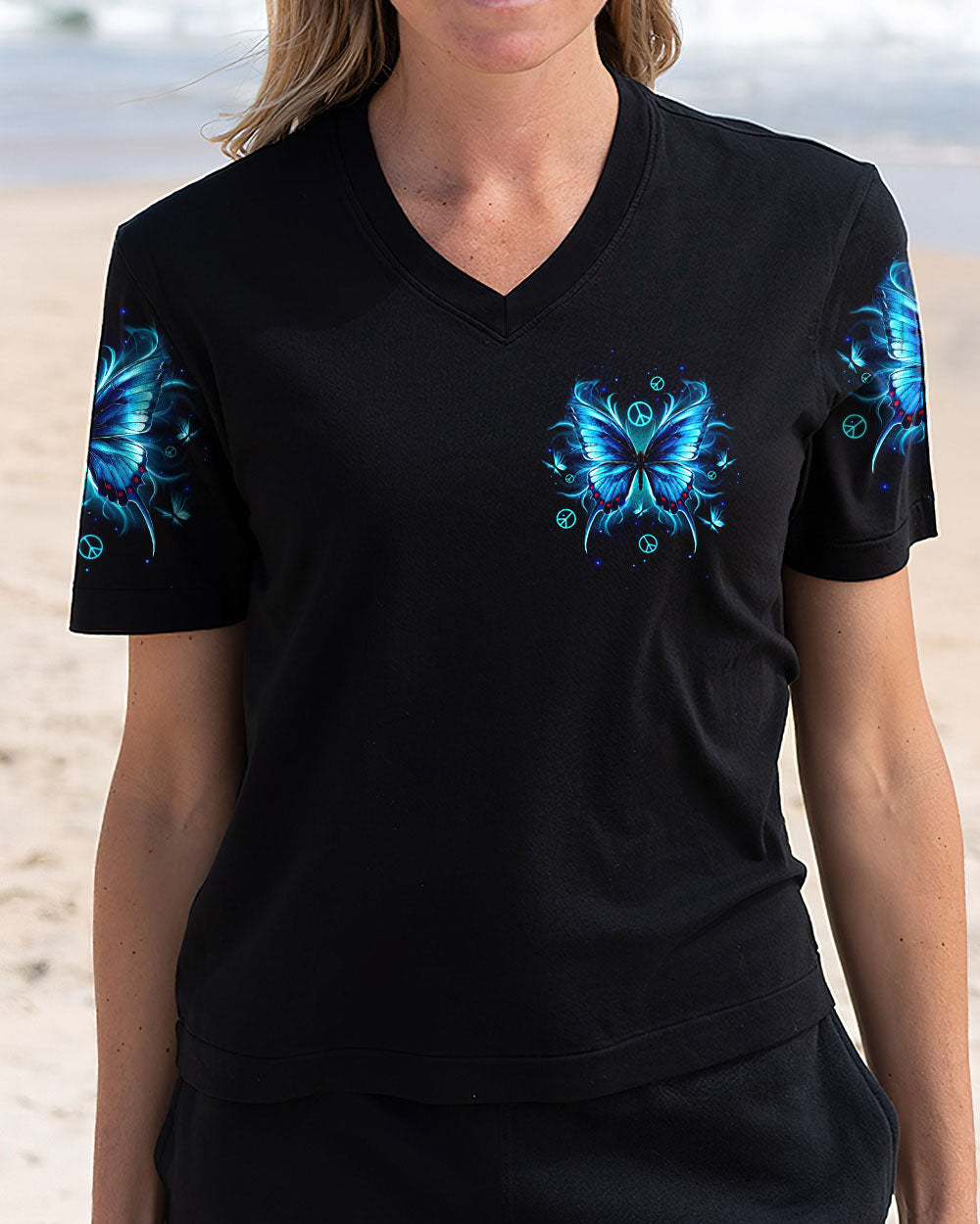 Whisper Words of Wisdom Let It Be Blue Butterfly Inspirational Graphic AOP Shirts _2_ ZnZIB