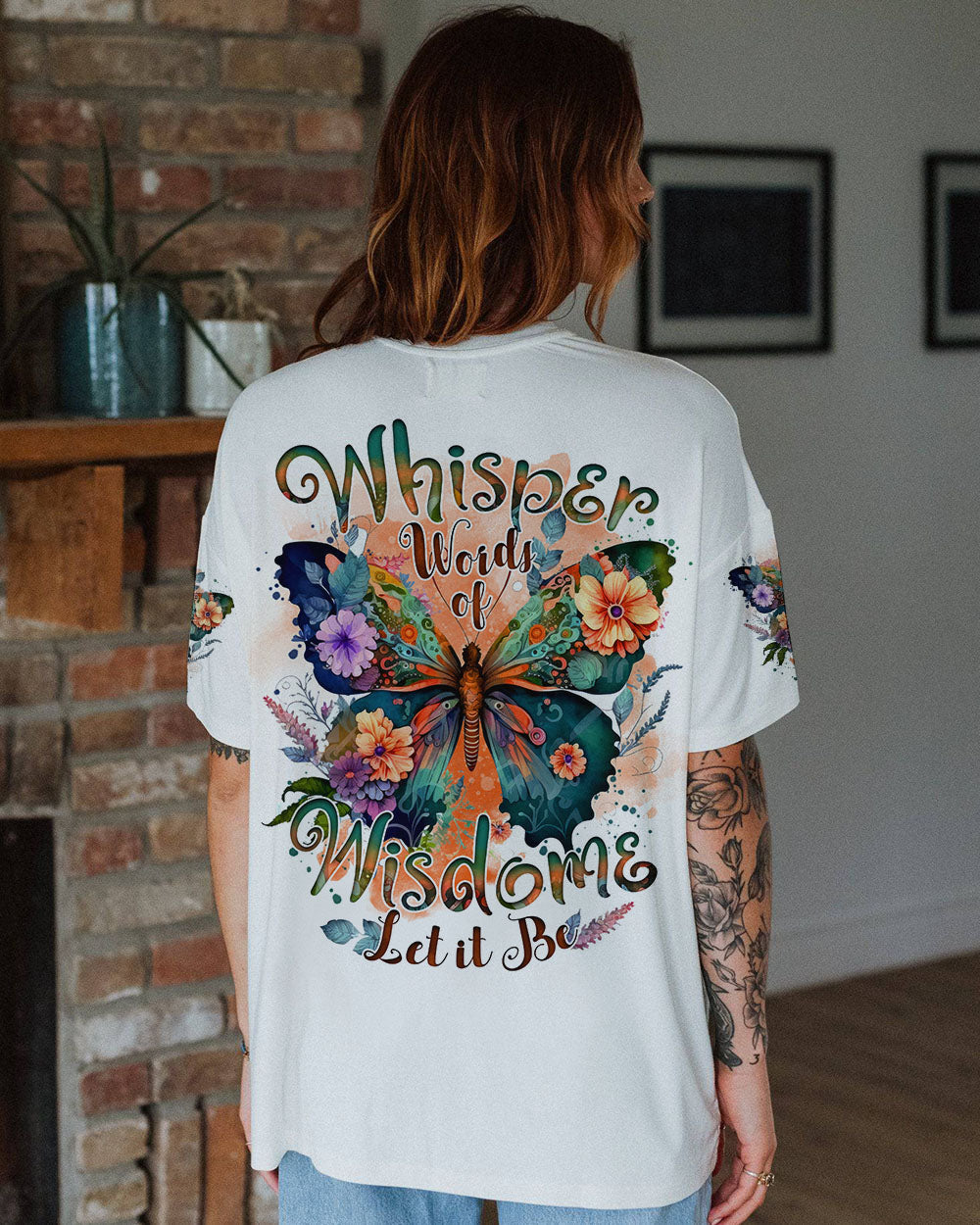 Whisper Words of Wisdom Let It Be Butterfly Floral Design AOP Shirts _10_ bfrrh