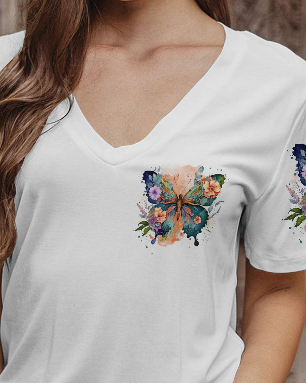 Whisper Words of Wisdom Let It Be Butterfly Floral Design AOP Shirts _11_ rGQ66