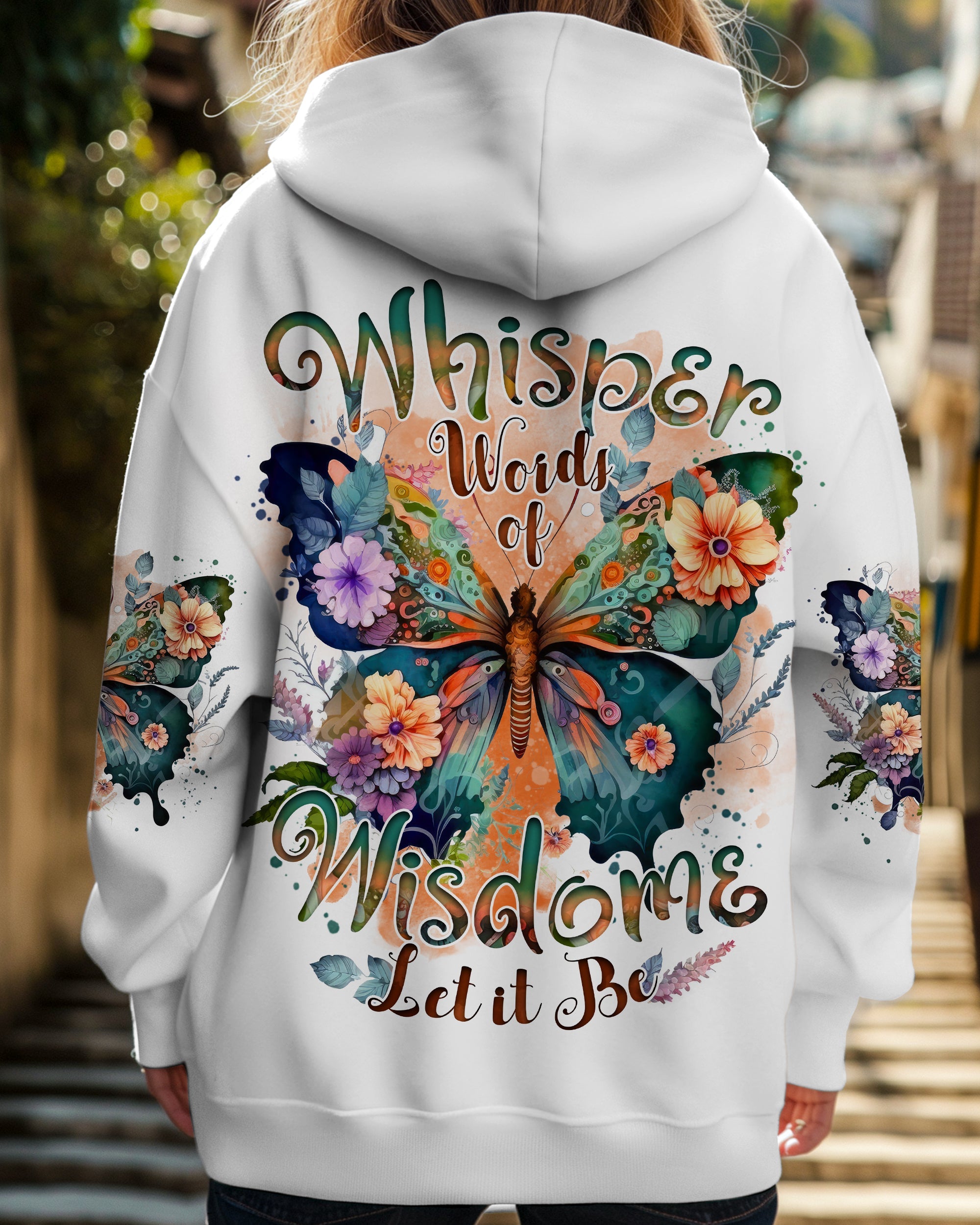Whisper Words of Wisdom Let It Be Butterfly Floral Design AOP Shirts _1_ wje2y