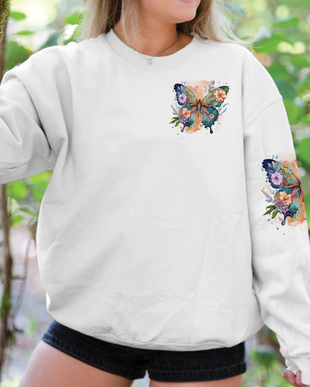 Whisper Words of Wisdom Let It Be Butterfly Floral Design AOP Shirts _2_ VXY4x