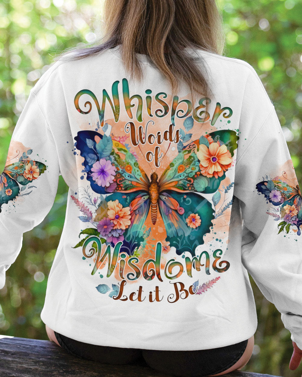 Whisper Words of Wisdom Let It Be Butterfly Floral Design AOP Shirts _3_ XtPQS