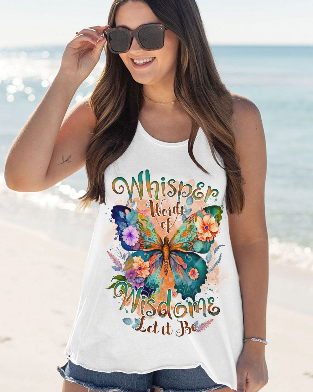 Whisper Words of Wisdom Let It Be Butterfly Floral Design AOP Shirts _5_ tjvqE