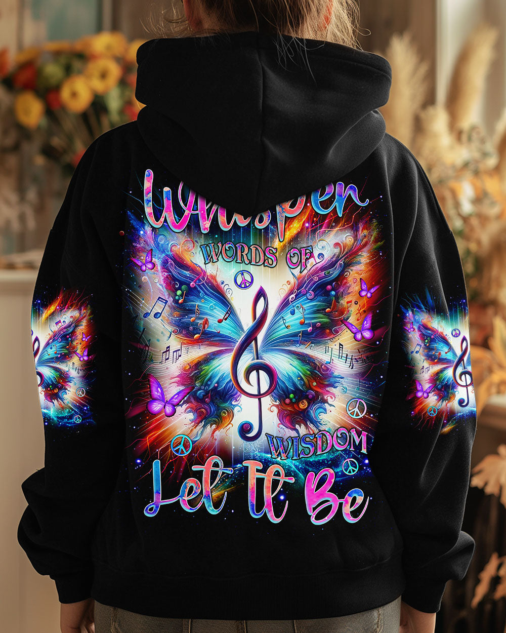 Whisper Words of Wisdom Let It Be Butterfly Music Hippie Tee for Music Lover AOP Shirts _7_ mu36d
