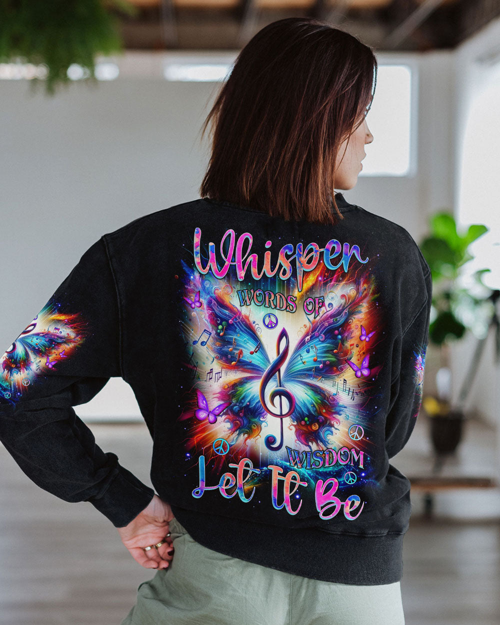 Whisper Words of Wisdom Let It Be Butterfly Music Hippie Tee for Music Lover AOP Shirts _9_ KgnSE