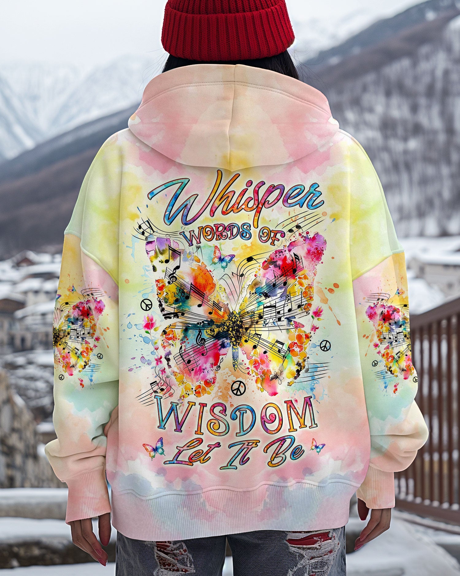 Whisper Words of Wisdom Let It Be Butterfly Tie Dye Musical Graphic AOP Shirts _8_ FatUW