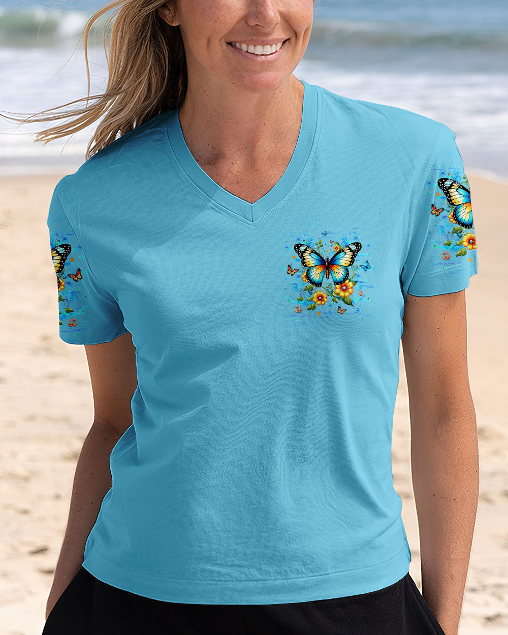 Whisper Words of Wisdom Let It Be Butterfly and Floral Graphic AOP Shirts _11_ f8AEC