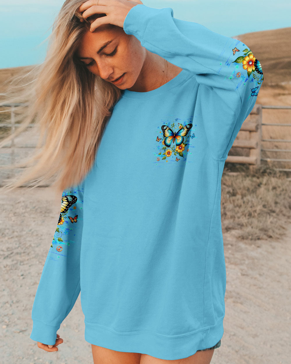 Whisper Words of Wisdom Let It Be Butterfly and Floral Graphic AOP Shirts _2_ AZuMr