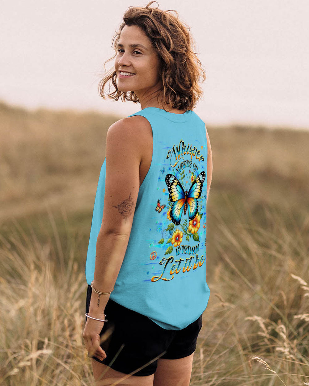 Whisper Words of Wisdom Let It Be Butterfly and Floral Graphic AOP Shirts _7_ Cl8Hv