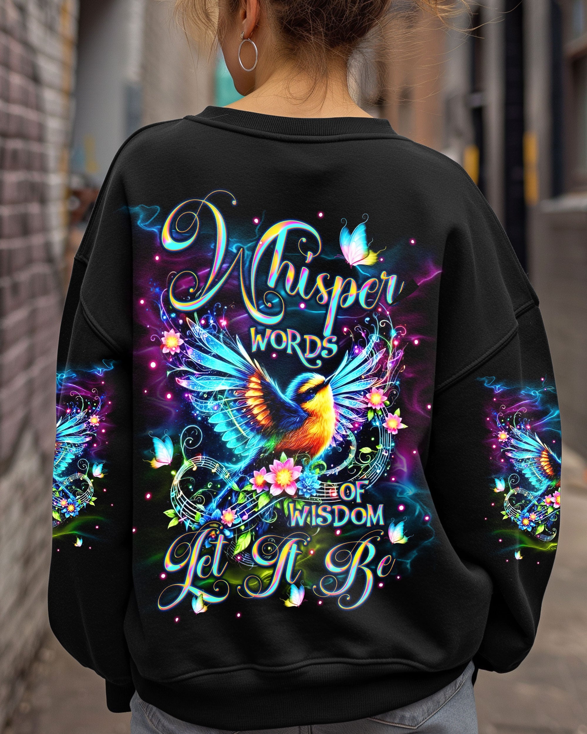 Whisper Words of Wisdom Let It Be Colorful Bird and Music Graphic AOP Shirts _10_ x98CI