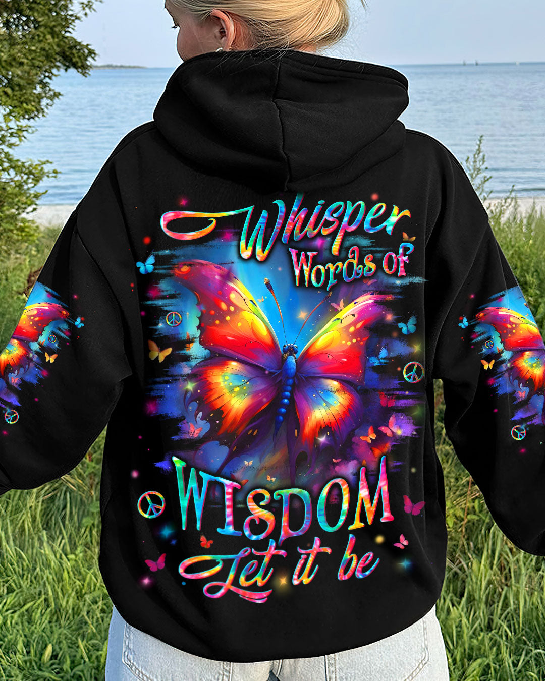 Whisper Words of Wisdom Let It Be Colorful Butterfly Peace Design AOP Shirts _1_ vsaDm