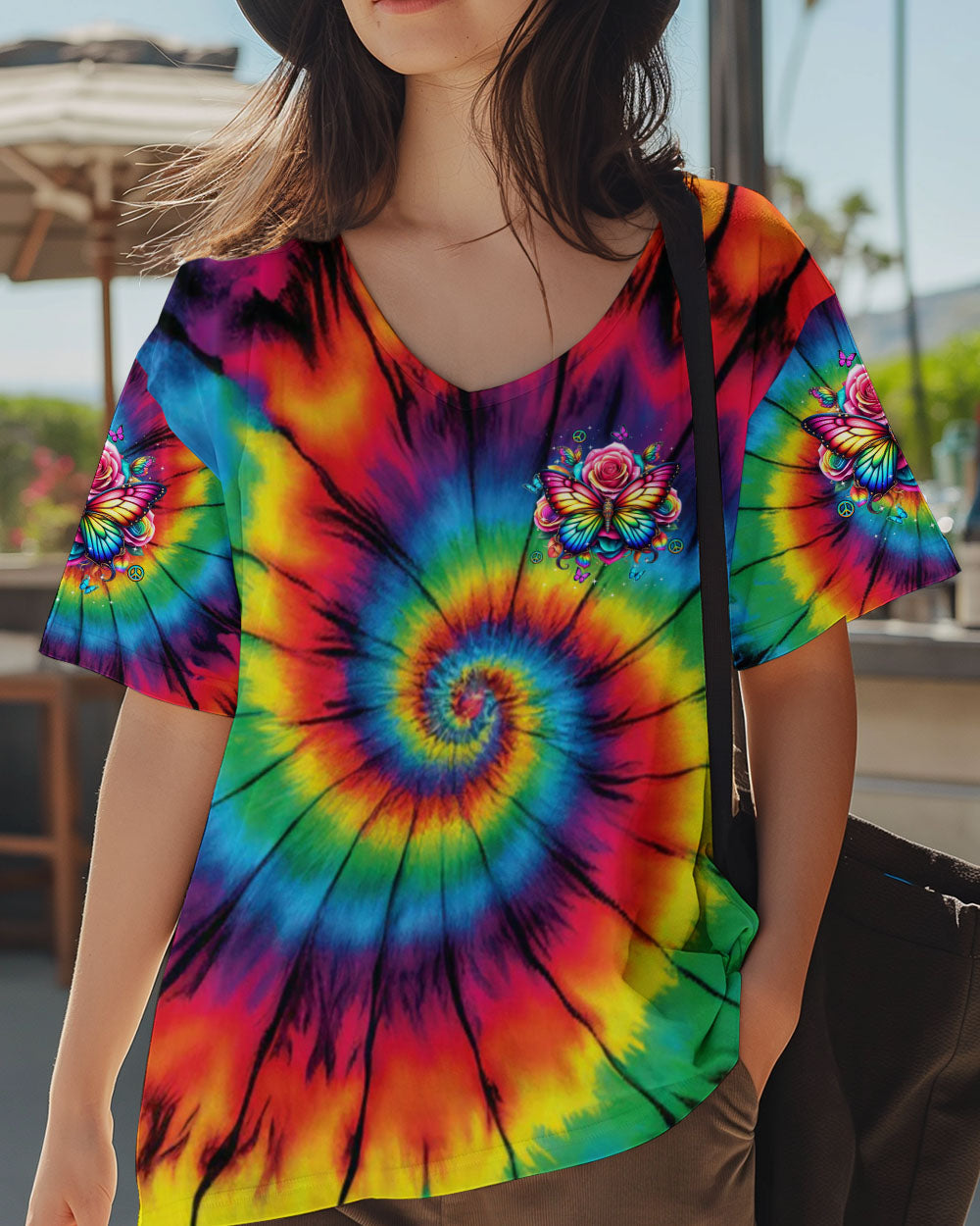 Whisper Words of Wisdom Let It Be Colorful Butterfly Tie Dye AOP Shirts _12_ kzpXw