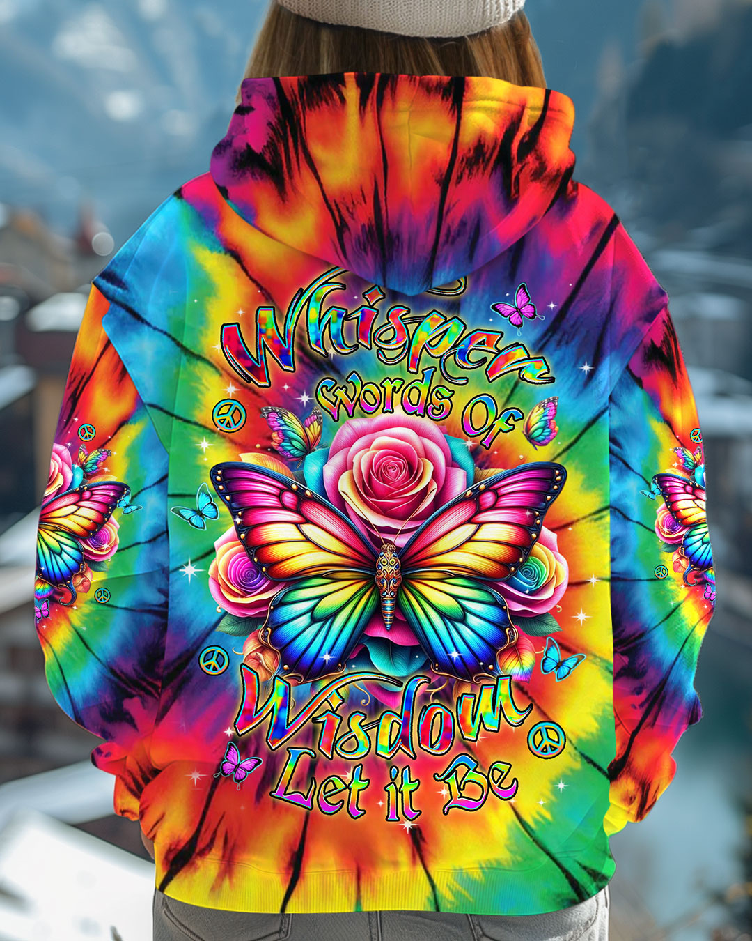 Whisper Words of Wisdom Let It Be Colorful Butterfly Tie Dye AOP Shirts _1_ KdE1U