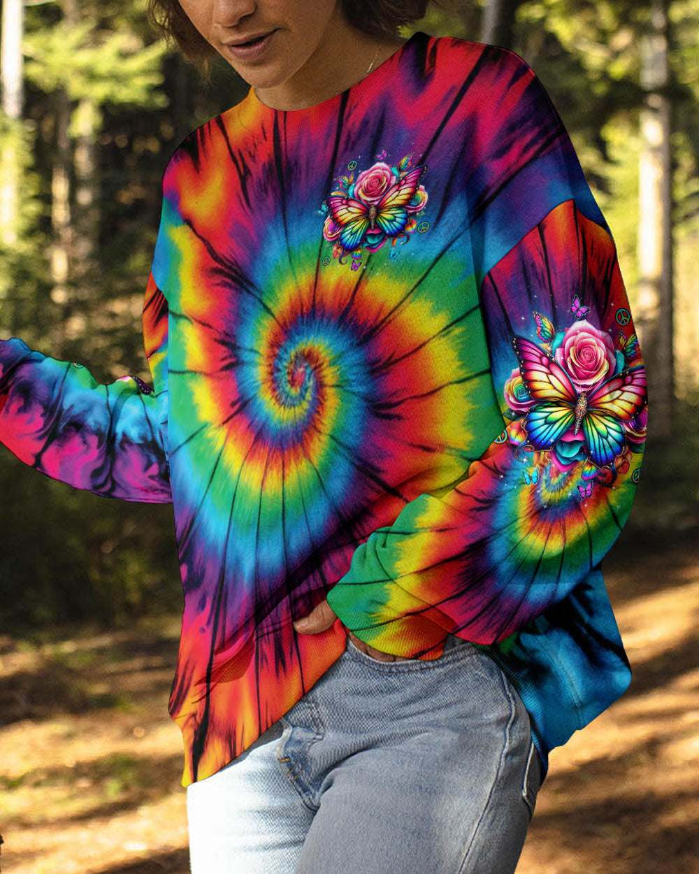 Whisper Words of Wisdom Let It Be Colorful Butterfly Tie Dye AOP Shirts _2_ rIY5j