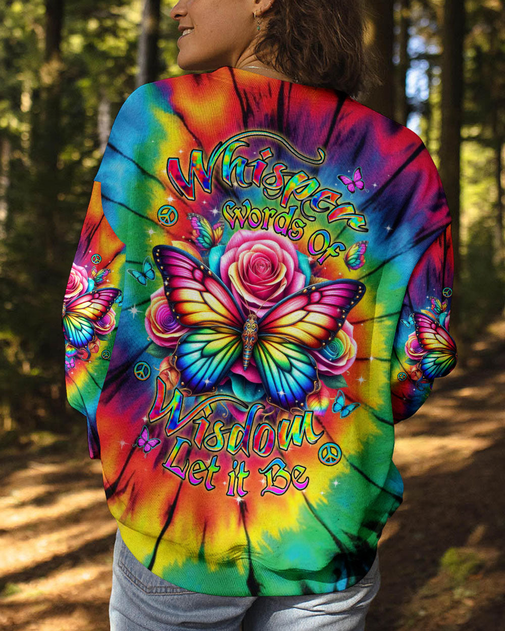 Whisper Words of Wisdom Let It Be Colorful Butterfly Tie Dye AOP Shirts _3_ klD7K