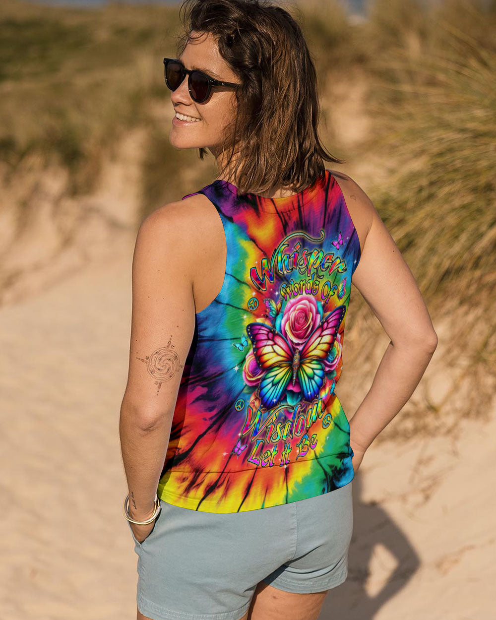 Whisper Words of Wisdom Let It Be Colorful Butterfly Tie Dye AOP Shirts _7_ 8rdDz
