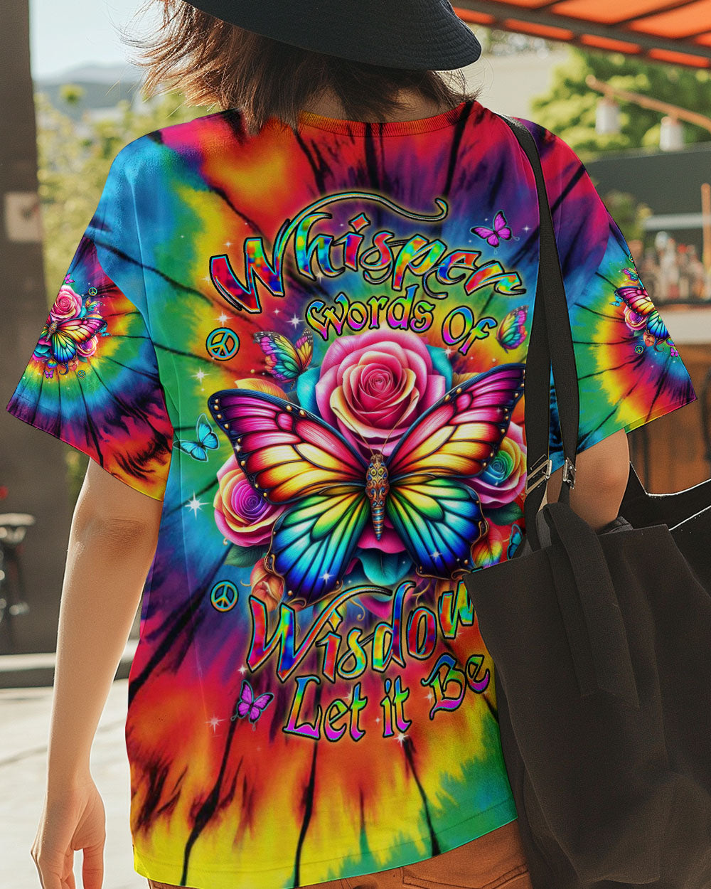 Whisper Words of Wisdom Let It Be Colorful Butterfly Tie Dye AOP Shirts _9_ vdfG7