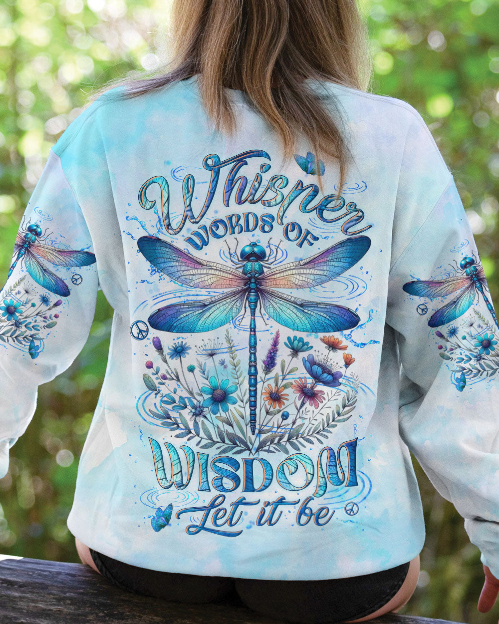 Whisper Words of Wisdom Let It Be Dragonfly Blue Tie Dye Floral AOP Shirts _3_ MEdG9
