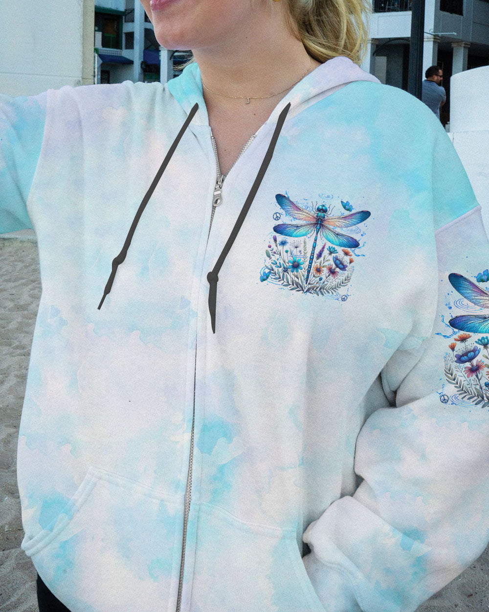 Whisper Words of Wisdom Let It Be Dragonfly Blue Tie Dye Floral AOP Shirts _4_ rHtFP