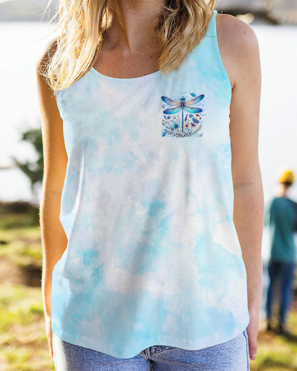 Whisper Words of Wisdom Let It Be Dragonfly Blue Tie Dye Floral AOP Shirts _6_ yTOep